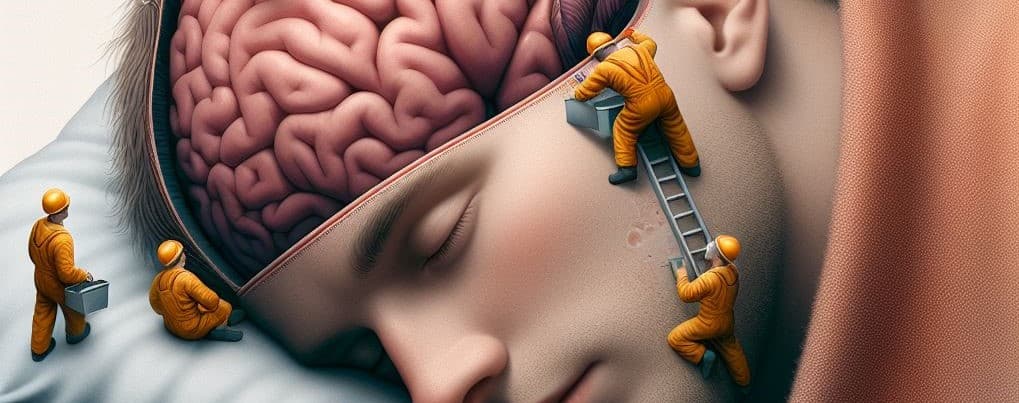 male sleeping with little men repairing his brain